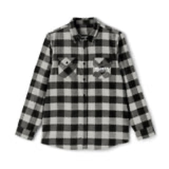 BURNSIDE BLACK AND WHITE FLANNEL WITH TWO POCKETS FOR MEN OR WOMEN! - Picture 2 of 4